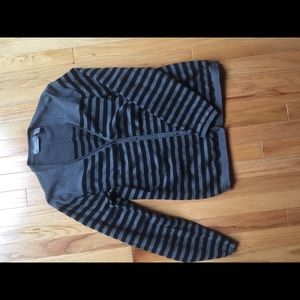 Grey & Black Striped Cardigan